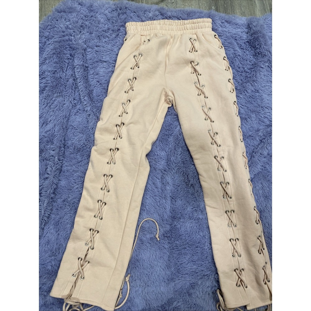 Luxe Allure Laced Up Sweatpants Light Pink‎